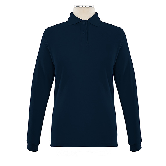 Full size image of Long Sleeve Pique Golf Shirt - Female (in color NAVY)