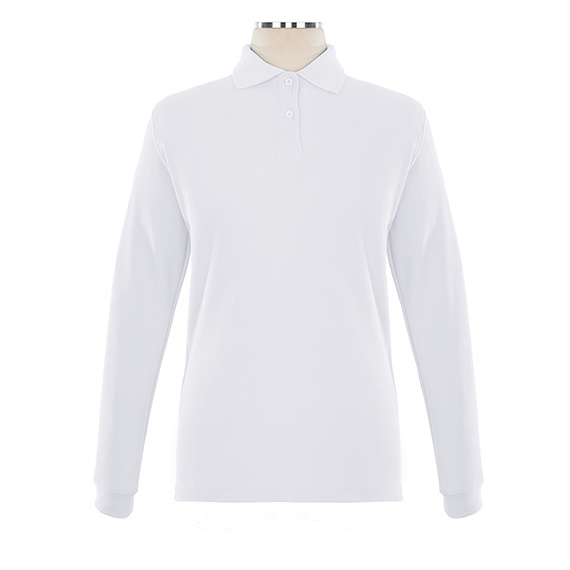 Full size image of Long Sleeve Pique Golf Shirt - Female (in color WHITE)