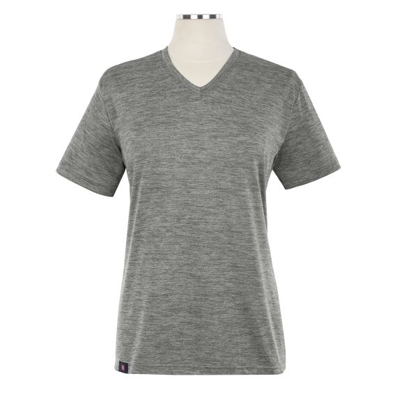 Full size image of Heathered Short Sleeve Performance V-Neck T-Shirt - Female (in color Grey)
