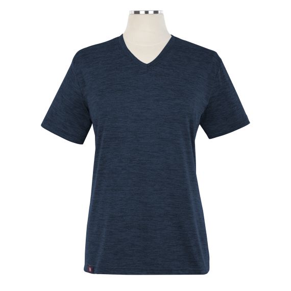 Full size image of Heathered Short Sleeve Performance V-Neck T-Shirt - Female (in color NAVY)