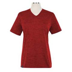 Thumbnail of Heathered Short Sleeve Performance V-Neck T-Shirt - Female (in color Red)