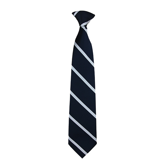 Full size image of Navy/White Stripe Clip-on Tie (in color NAVY)