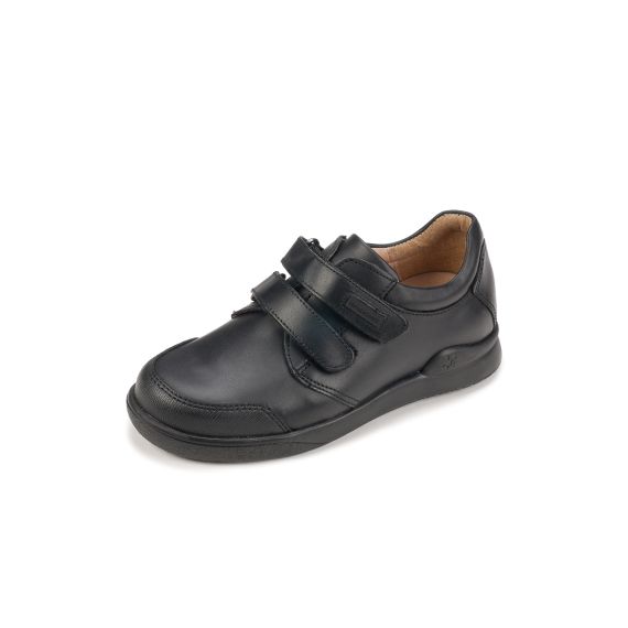 Full size image of Boy's Leather Classic Double Velcro Shoe (in color BLACK)