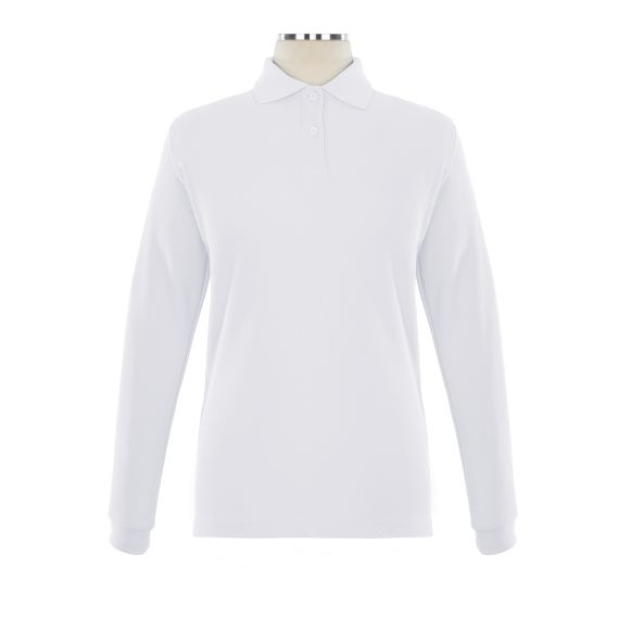 Full size image of Clearance Long Sleeve Golf Shirt - Female (in color WHITE)