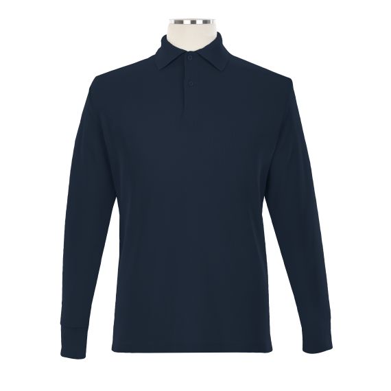 Full size image of Clearance Long Sleeve Golf Shirt (in color NAVY)