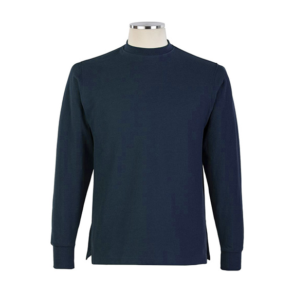 Full size image of Long Sleeve Crewneck Golf Shirt (in color NAVY)