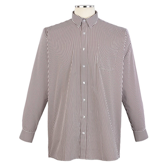 Full size image of Maroon & White Striped Long Sleeve Dress Shirt (in color Striped Mrn/Wht)