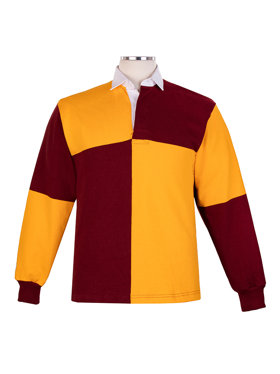 Full size image of Long Sleeve Maroon/Gold Rugby - Unisex (in color Maroon)