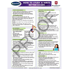 SCHOOL SUPPLIES - How to Study & Write Better Exams - Quick Reference Guide