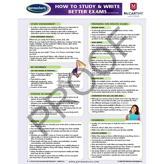 Full size image of How to Study & Write Better Exams - Quick Reference Guide (in color No Colour)